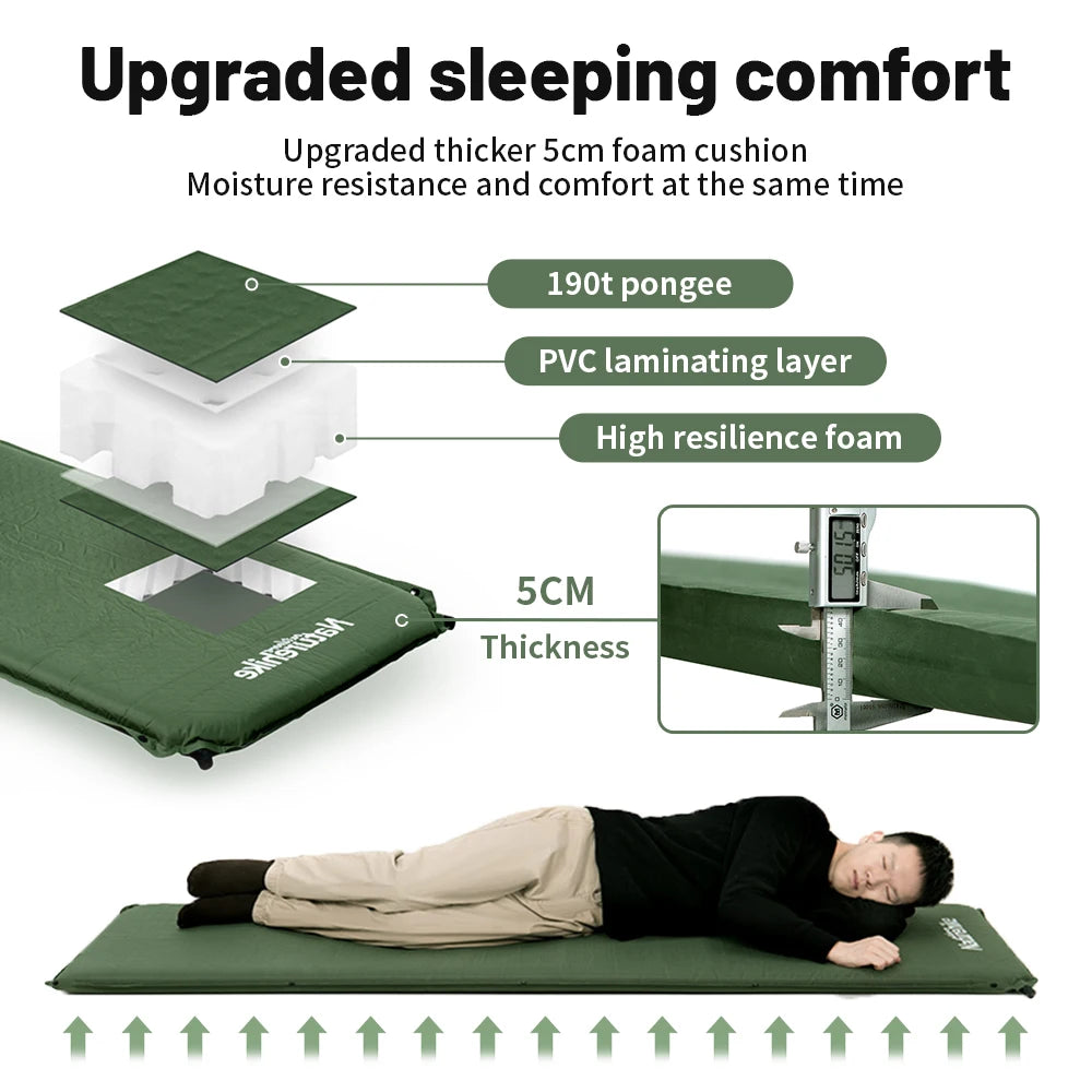 Self-Inflating 5cm Camping Mattress with Built-In Pump by HitMyNeed