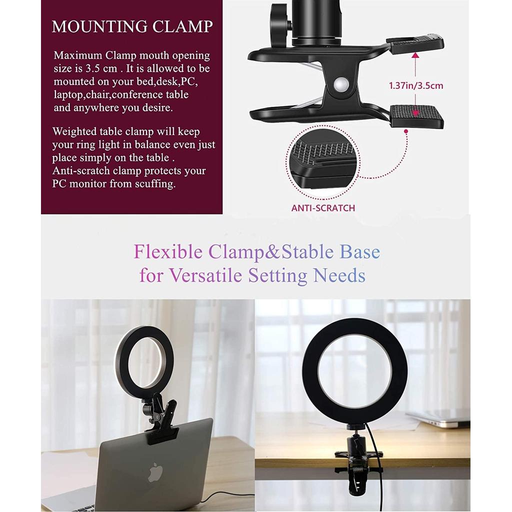 Selfie LED Clip-On Ring Light with Clamp Mount by HitMyNeed