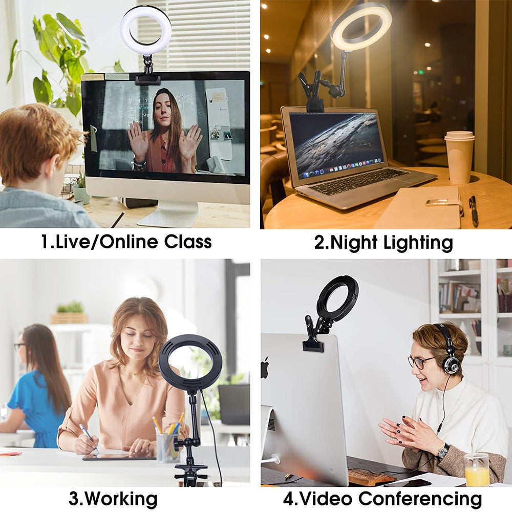 Selfie LED Clip-On Ring Light with Clamp Mount by HitMyNeed