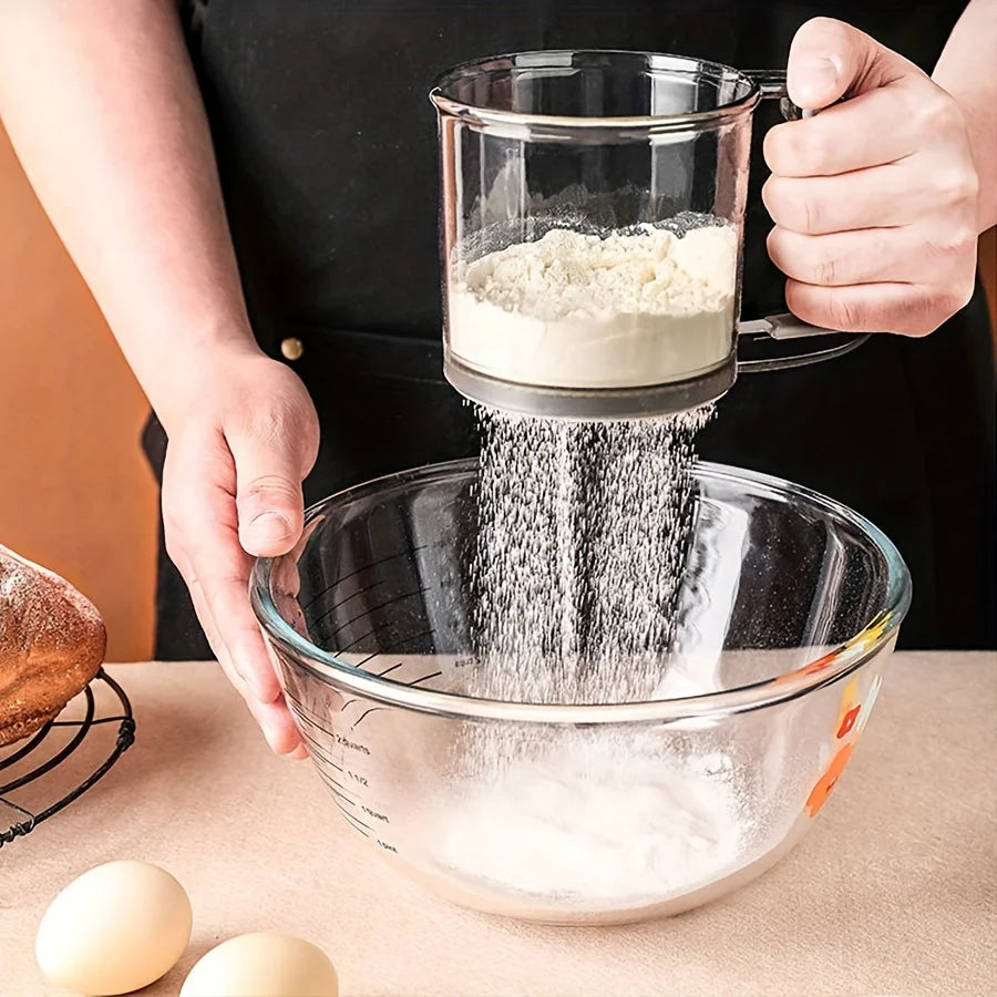 Semi-Automatic Hand Press Transparent Flour Sifter by HitMyNeed