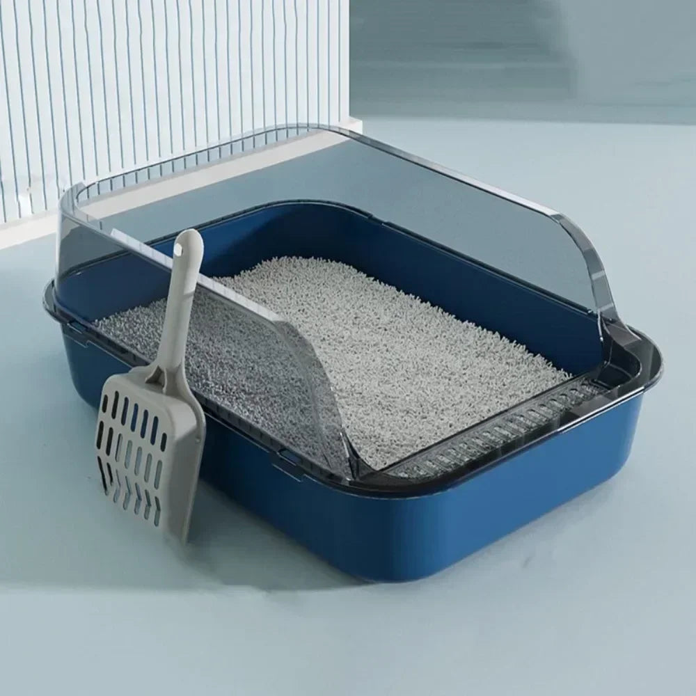 Semi-Enclosed High-Sided Cat Litter Box with Scoop by HitMyNeed