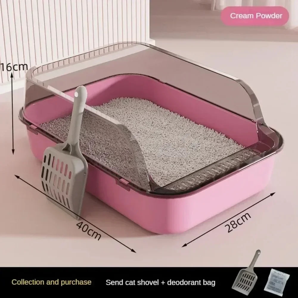Semi-Enclosed High-Sided Cat Litter Box with Scoop by HitMyNeed