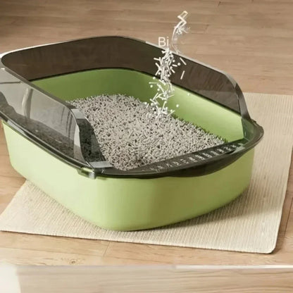Semi-Enclosed High-Sided Cat Litter Box with Scoop by HitMyNeed
