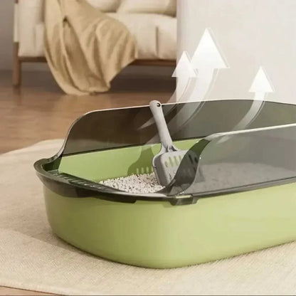 Semi-Enclosed High-Sided Cat Litter Box with Scoop by HitMyNeed
