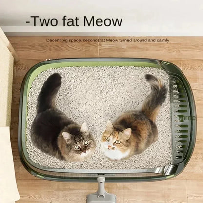 Semi-Enclosed High-Sided Cat Litter Box with Scoop by HitMyNeed