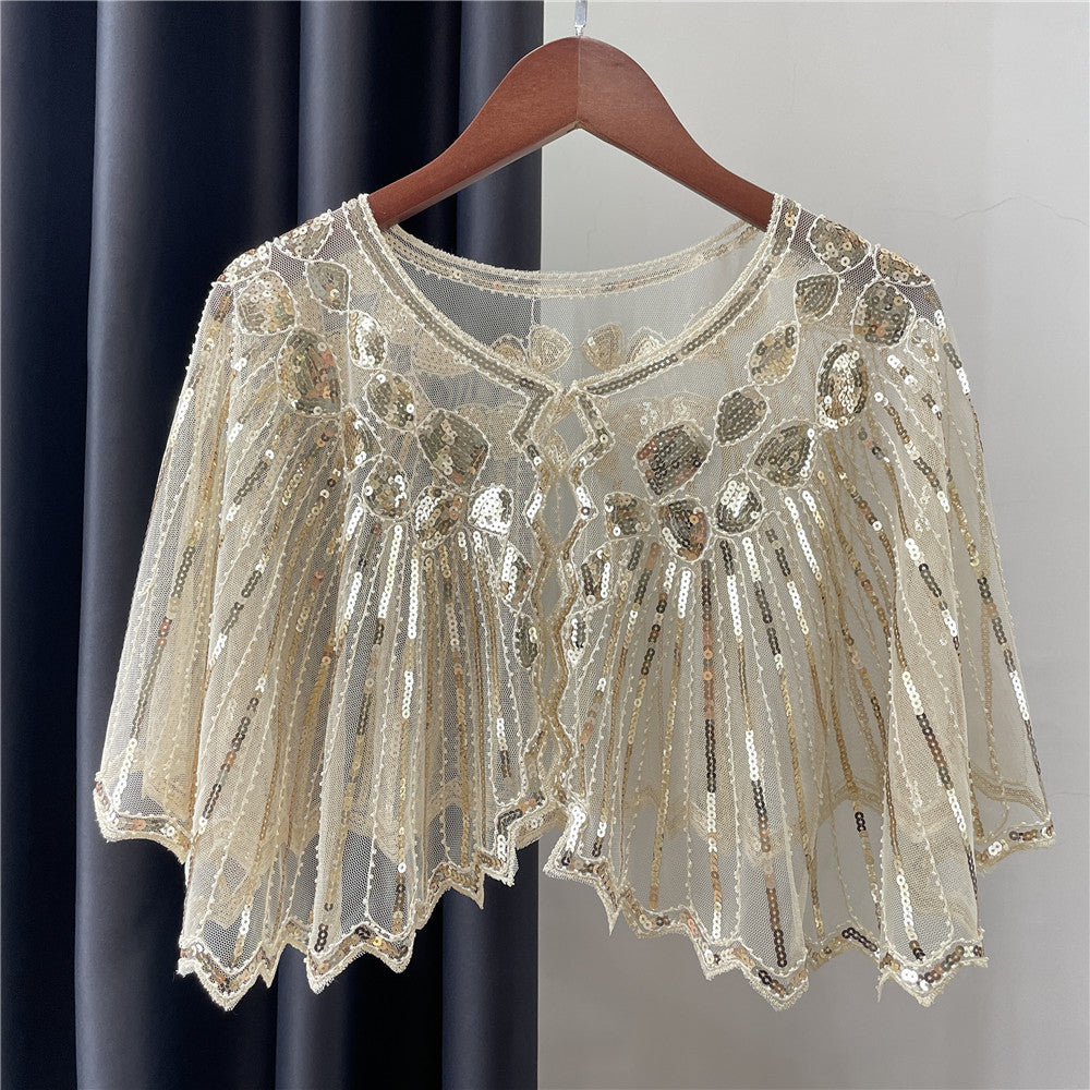 Sequin Beaded Vintage Flapper Shawl champagne by HitMyNeed