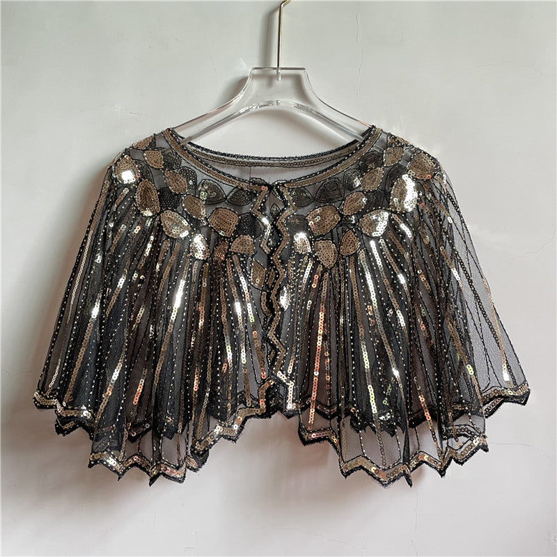 Sequin Beaded Vintage Flapper Shawl gold by HitMyNeed
