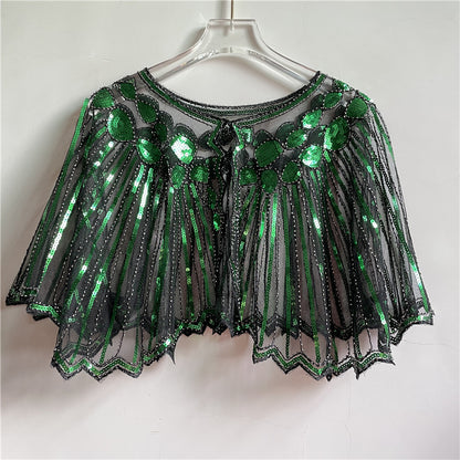 Sequin Beaded Vintage Flapper Shawl green by HitMyNeed