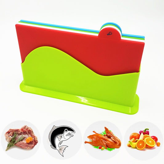Set of 4 Colour-Coded Chopping Boards with Stand by HitMyNeed