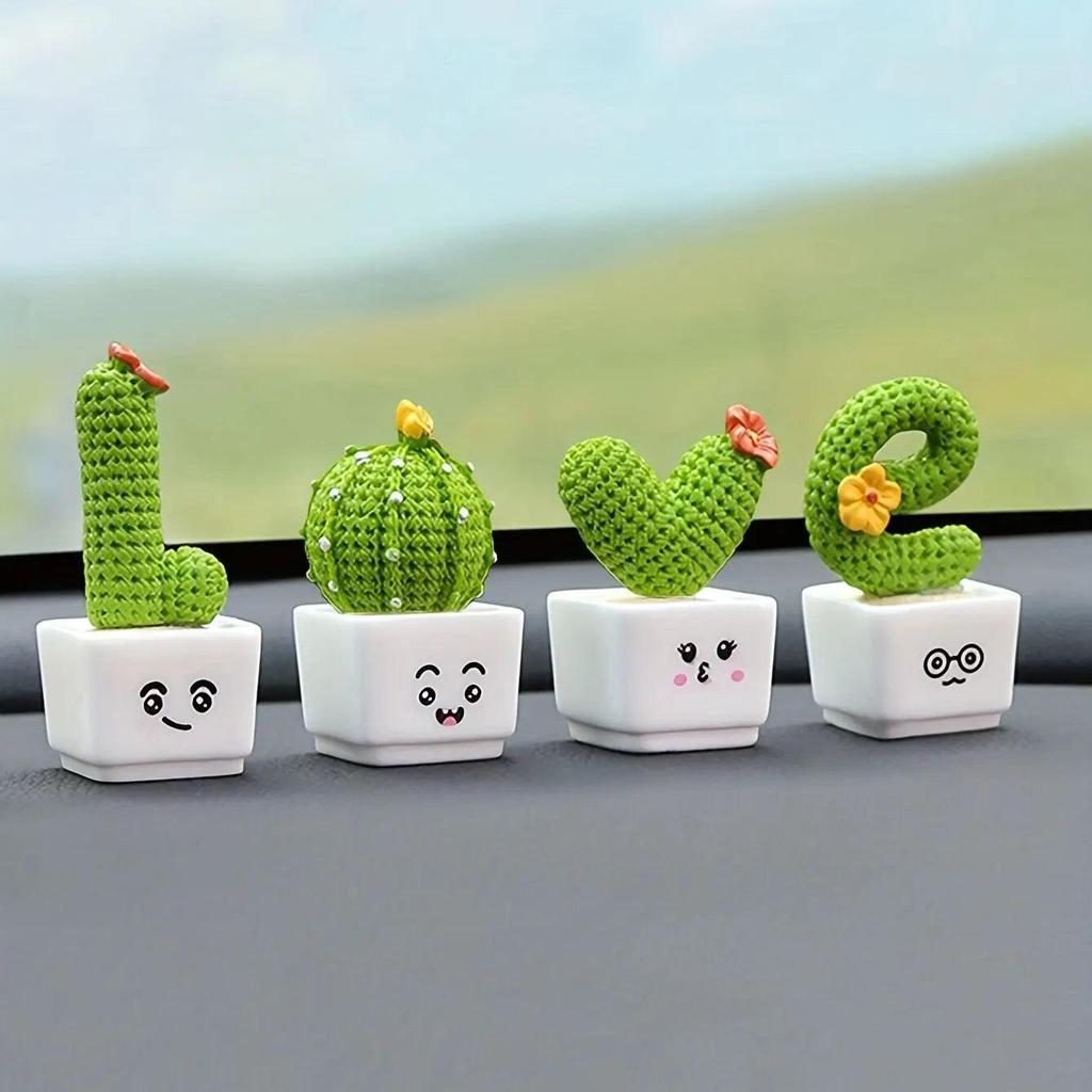 Set of 4 Mini Resin Succulent Cactus Plants by HitMyNeed