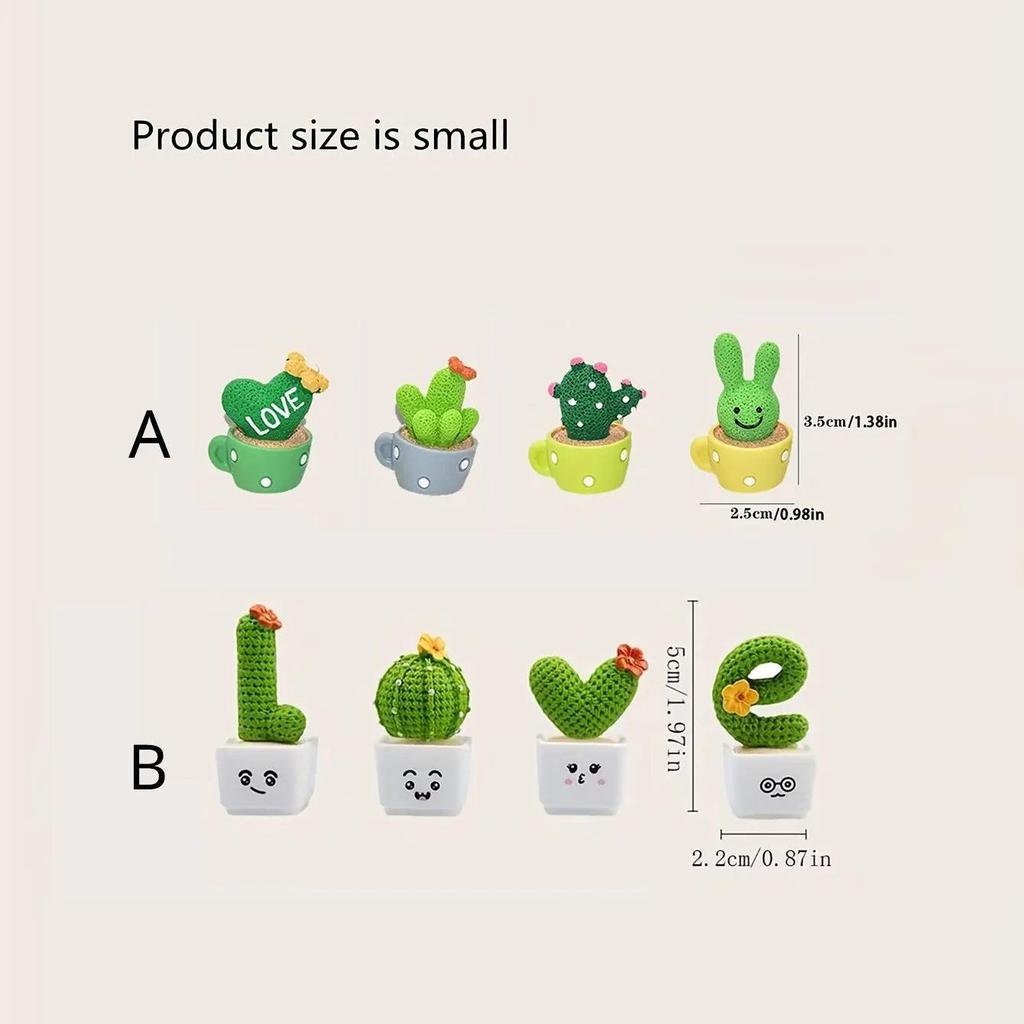 Set of 4 Mini Resin Succulent Cactus Plants by HitMyNeed
