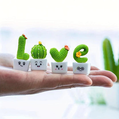 Set of 4 Mini Resin Succulent Cactus Plants by HitMyNeed