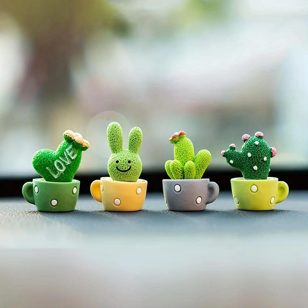 Set of 4 Mini Resin Succulent Cactus Plants a by HitMyNeed