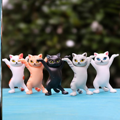 Set of 5 Dancing Cat Figurines Cake & Desk Decor by HitMyNeed