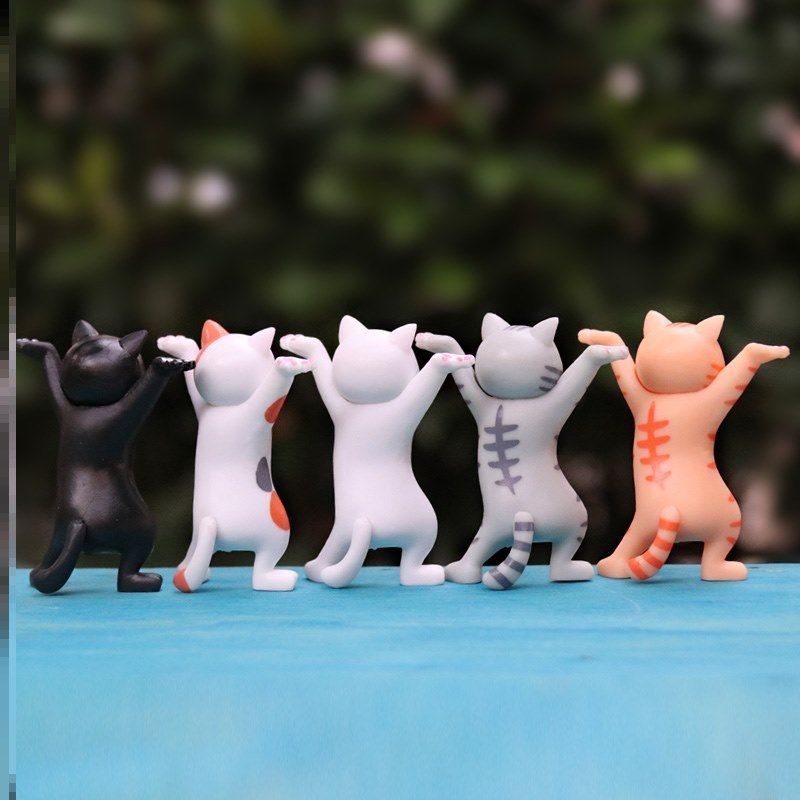 Set of 5 Dancing Cat Figurines Cake & Desk Decor by HitMyNeed