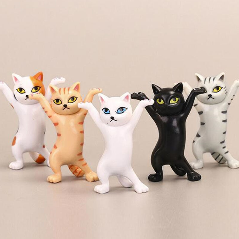 Set of 5 Dancing Cat Figurines Cake & Desk Decor by HitMyNeed
