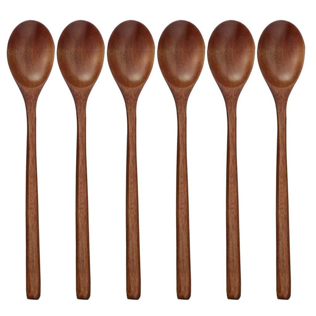 Set of 6 Wooden Spoons for Eating - 9 Inch by HitMyNeed
