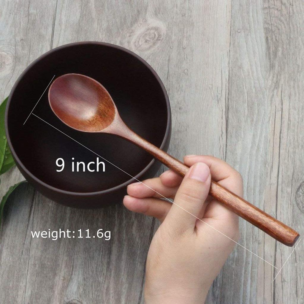 Set of 6 Wooden Spoons for Eating - 9 Inch by HitMyNeed