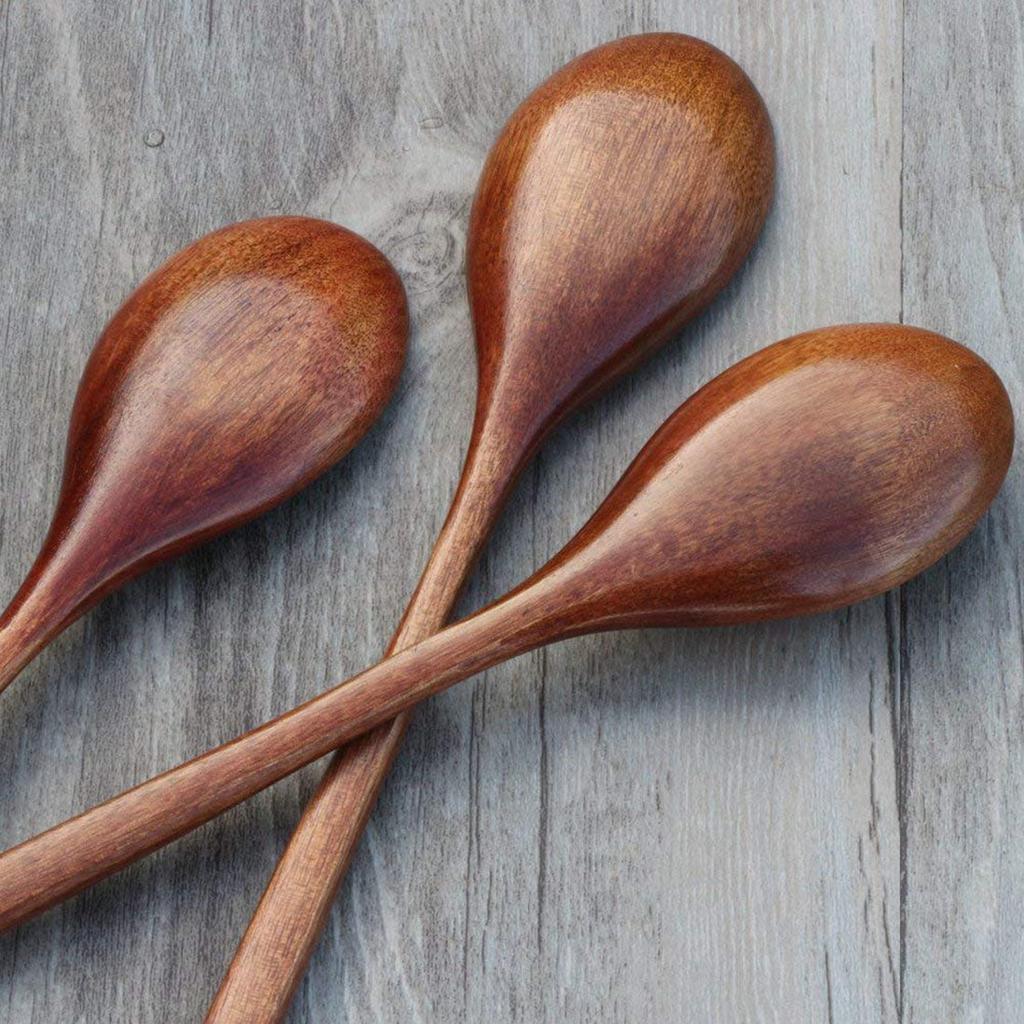 Set of 6 Wooden Spoons for Eating - 9 Inch by HitMyNeed
