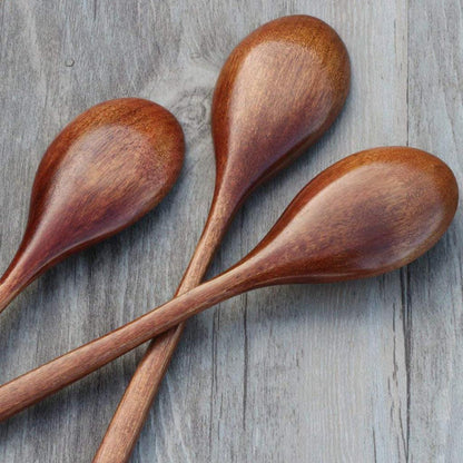 Set of 6 Wooden Spoons for Eating - 9 Inch by HitMyNeed