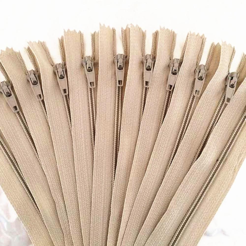 Sewing Nylon Zippers Set (10 pcs, Multiple Lengths) beige 50cm by HitMyNeed
