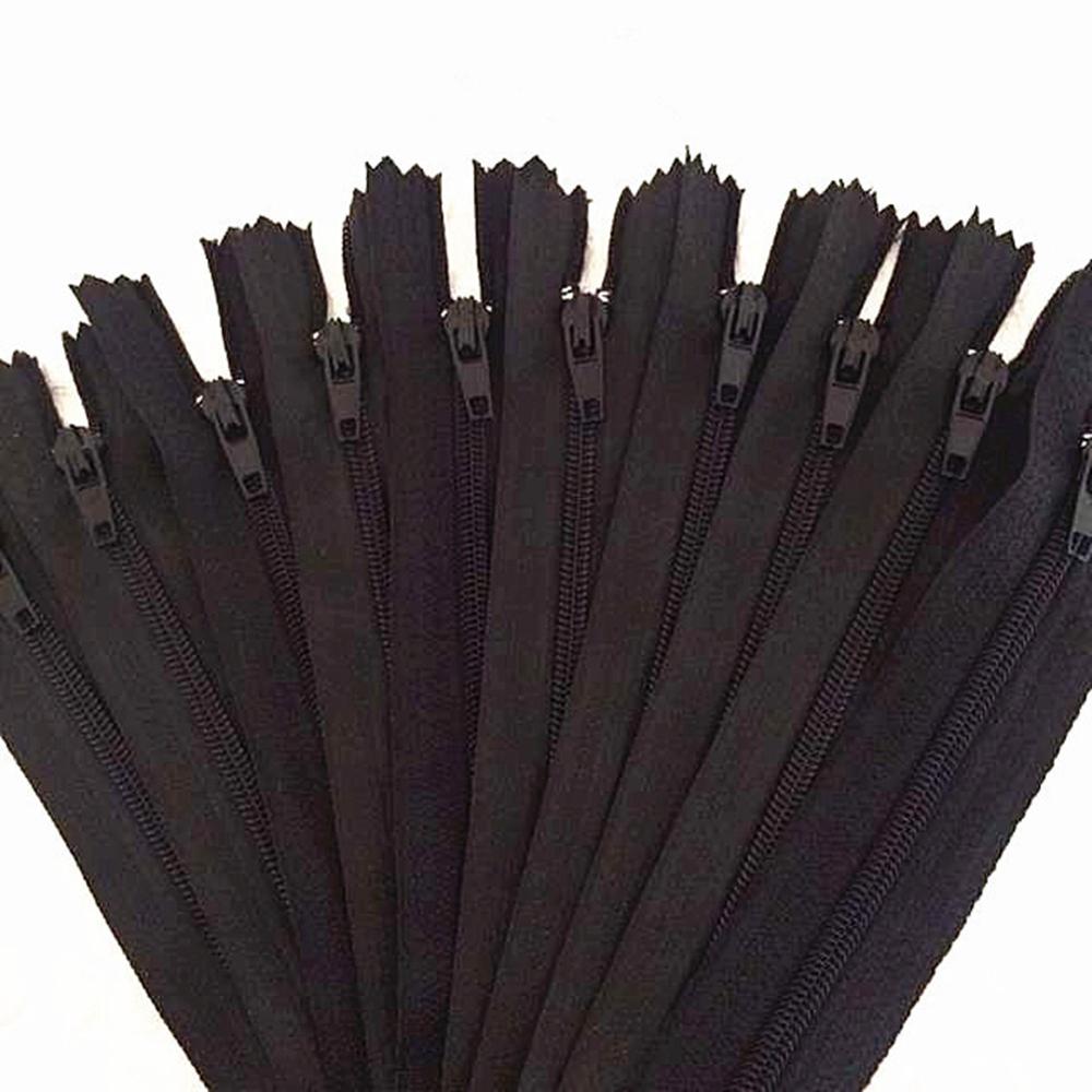 Sewing Nylon Zippers Set (10 pcs, Multiple Lengths) black 60cm by HitMyNeed