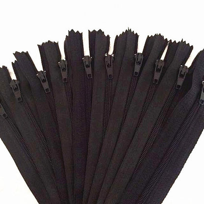 Sewing Nylon Zippers Set (10 pcs, Multiple Lengths) black 60cm by HitMyNeed