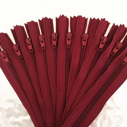 Sewing Nylon Zippers Set (10 pcs, Multiple Lengths) burgundy 18cm by HitMyNeed