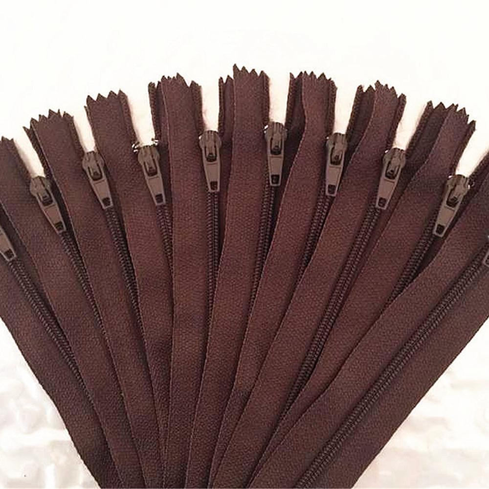 Sewing Nylon Zippers Set (10 pcs, Multiple Lengths) coffee 18cm by HitMyNeed