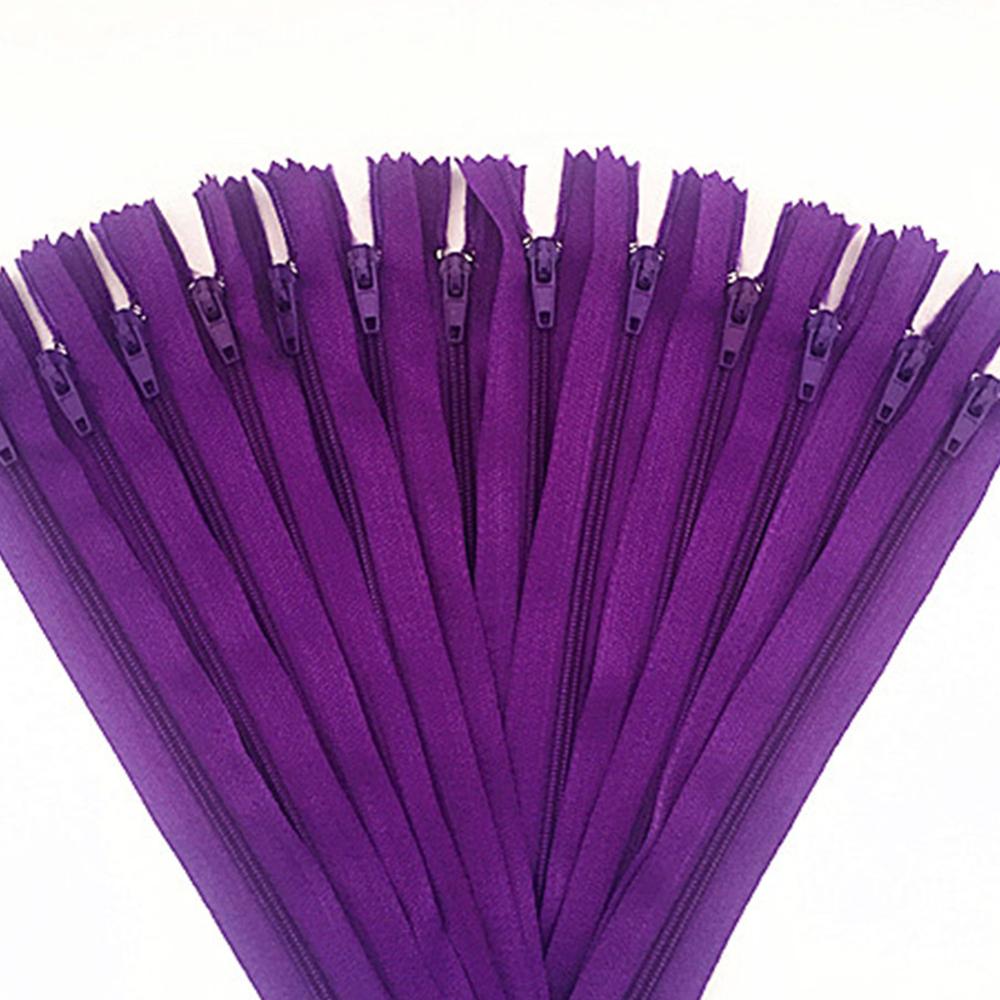 Sewing Nylon Zippers Set (10 pcs, Multiple Lengths) dark-purple 50cm by HitMyNeed