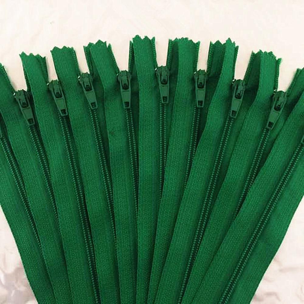 Sewing Nylon Zippers Set (10 pcs, Multiple Lengths) green 35cm by HitMyNeed
