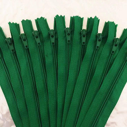 Sewing Nylon Zippers Set (10 pcs, Multiple Lengths) green 35cm by HitMyNeed