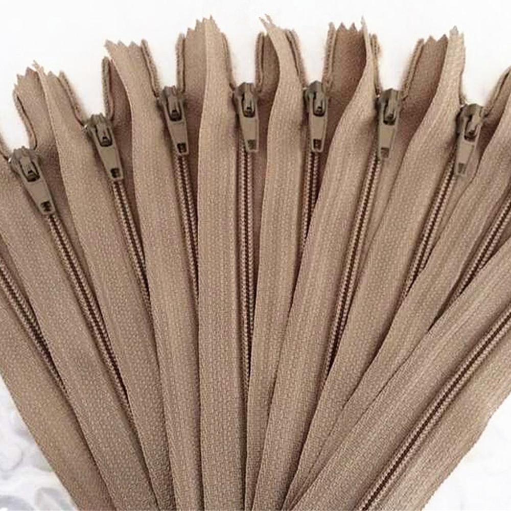Sewing Nylon Zippers Set (10 pcs, Multiple Lengths) khaki 60cm by HitMyNeed