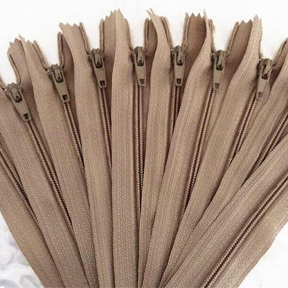 Sewing Nylon Zippers Set (10 pcs, Multiple Lengths) khaki 60cm by HitMyNeed