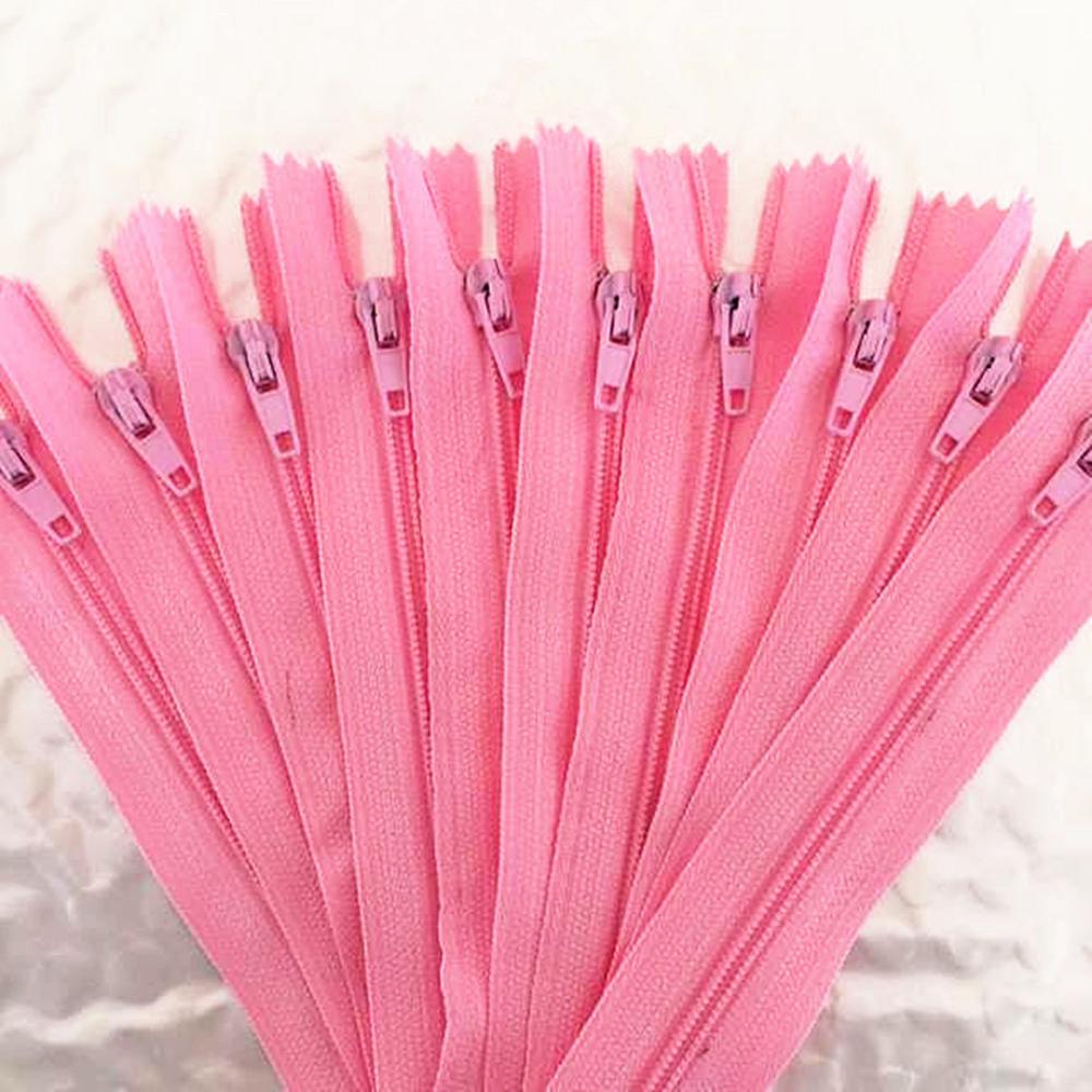 Sewing Nylon Zippers Set (10 pcs, Multiple Lengths) pink 35cm by HitMyNeed