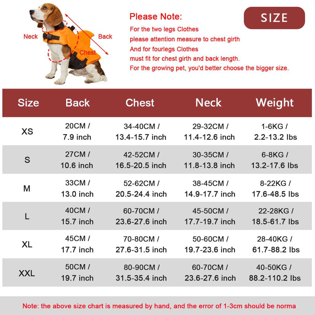 Shark Dog Life Jacket with Handle for Small-XXL Dogs by HitMyNeed