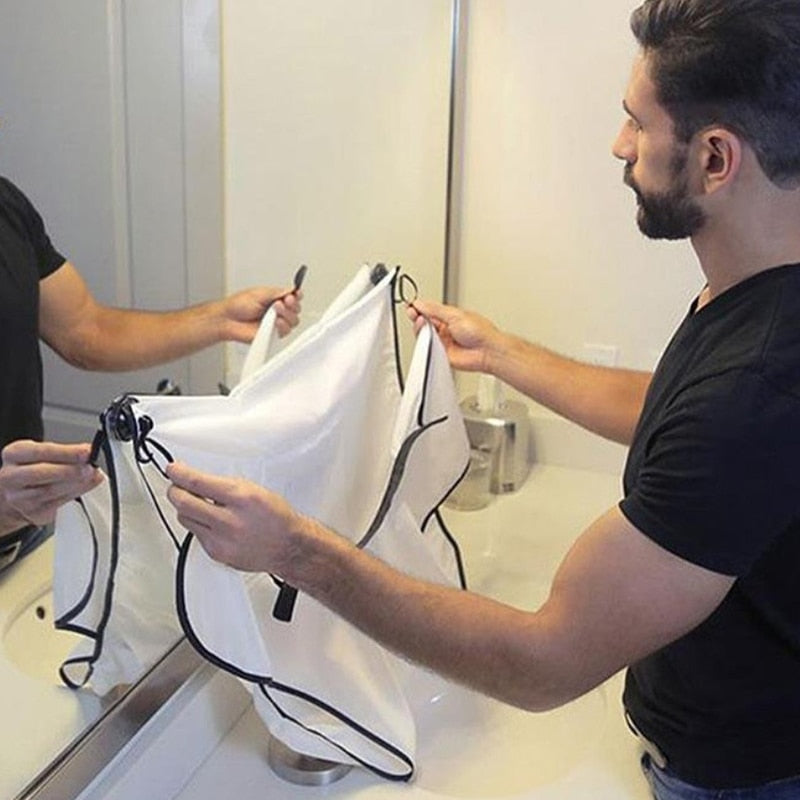 Shaving Apron Cape with Mirror Suction Cups by HitMyNeed