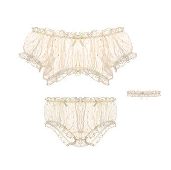 Sheer Star Ruffle Off-Shoulder Top & Shorts Lingerie Set by HitMyNeed