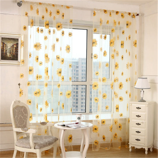 Sheer Sunflower Window Valance Curtain 100x200cm by HitMyNeed