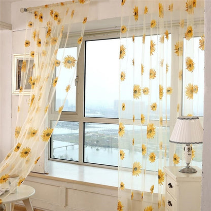 Sheer Sunflower Window Valance Curtain 100x200cm by HitMyNeed