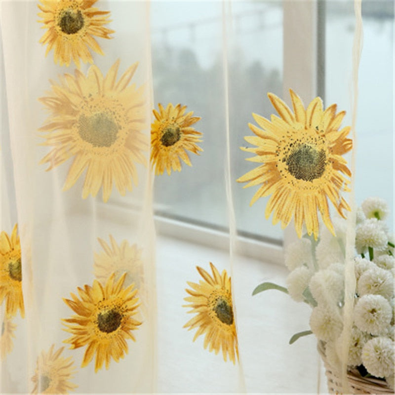 Sheer Sunflower Window Valance Curtain 100x200cm by HitMyNeed