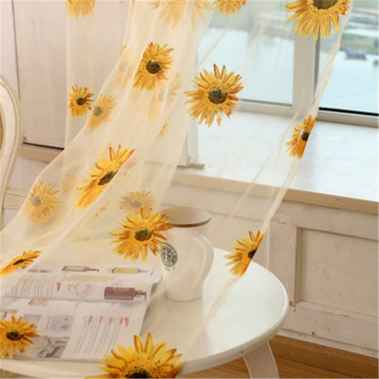 Sheer Sunflower Window Valance Curtain 100x200cm by HitMyNeed