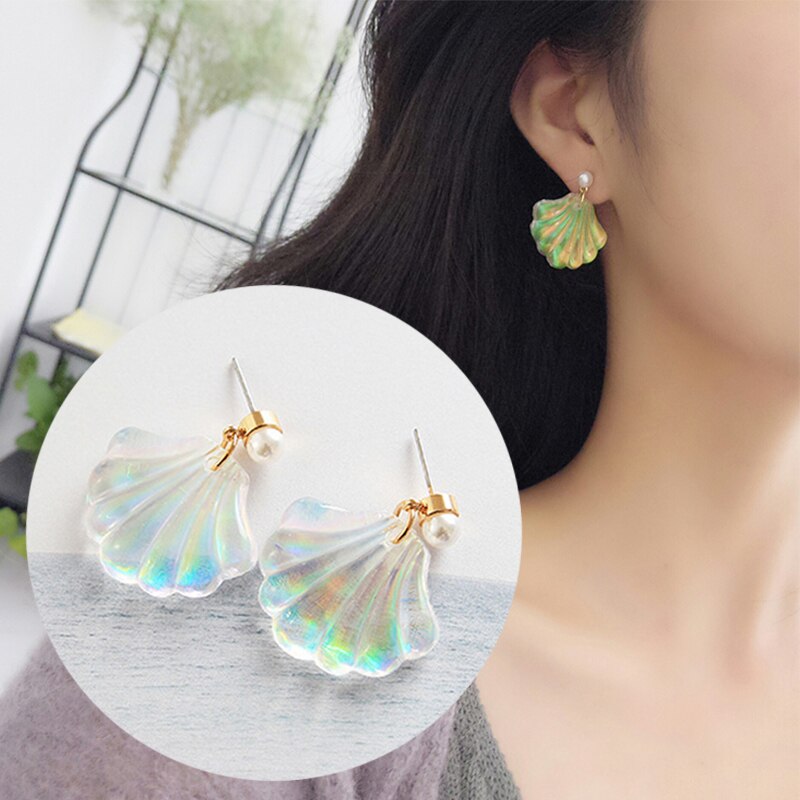Shell and Pearl Drop Earrings for Women by HitMyNeed