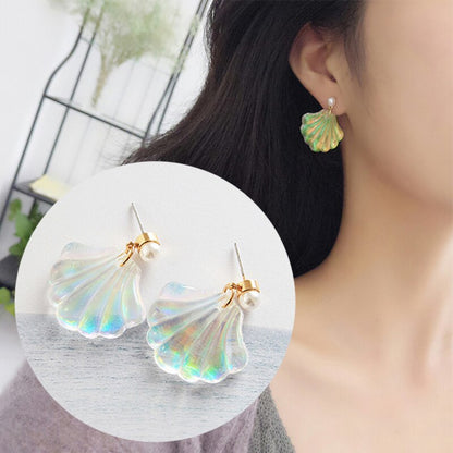 Shell and Pearl Drop Earrings for Women by HitMyNeed
