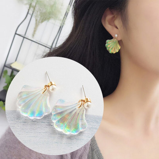 Shell and Pearl Drop Earrings for Women by HitMyNeed