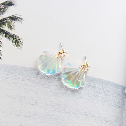 Shell and Pearl Drop Earrings for Women by HitMyNeed