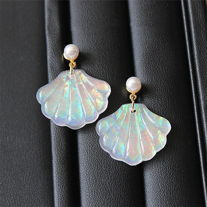 Shell and Pearl Drop Earrings for Women by HitMyNeed
