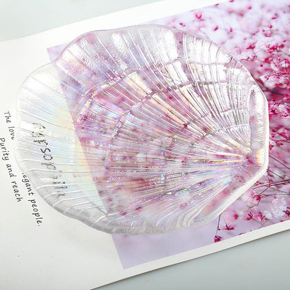 Shell Trinket Dish Crystal Glass Jewelry Tray by HitMyNeed