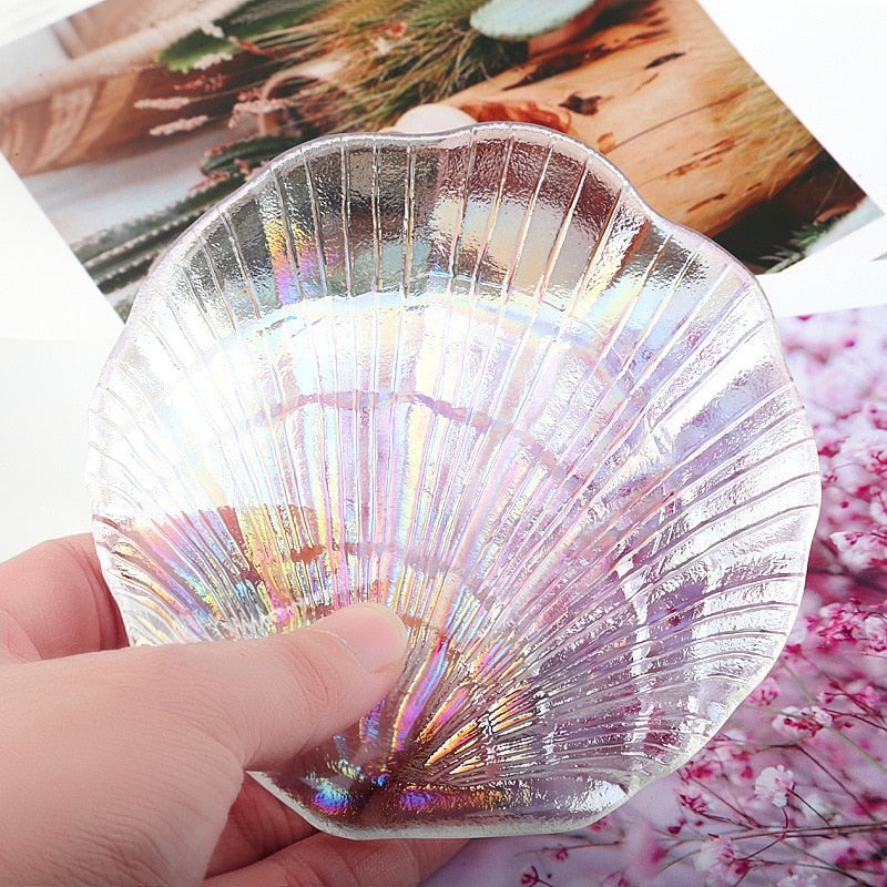 Shell Trinket Dish Crystal Glass Jewelry Tray by HitMyNeed