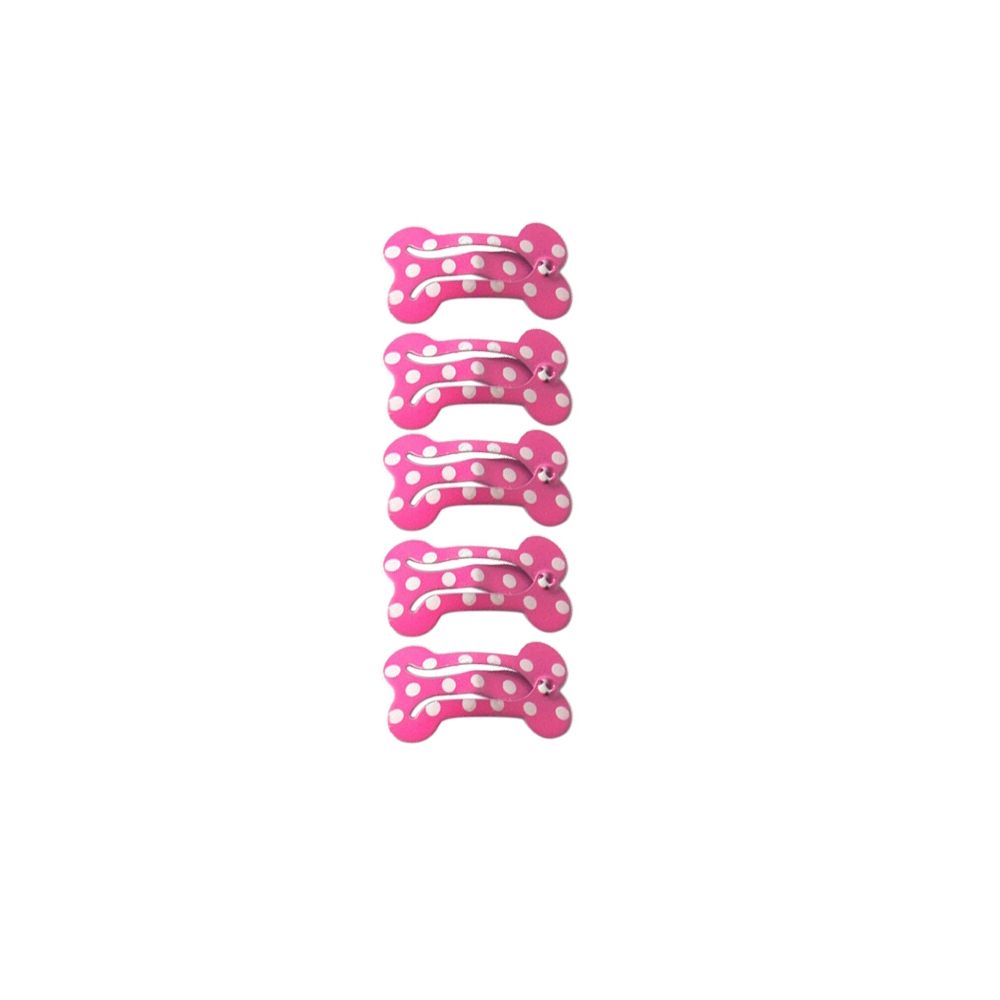 Shih Tzu Bone Design Hair Clips Set (5 pcs) rose-red by HitMyNeed